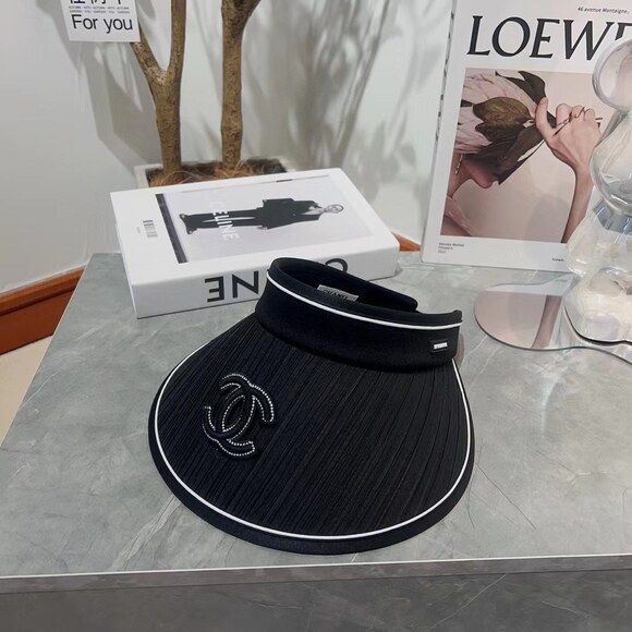 Chanel Tops - Chanel Crystal CC Pleated Sun Visor in Black